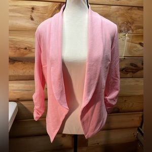 Pink Jacket with Ruched 3/4 Length Sleeves - Women’s Size Small